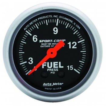 Tool 3311 2.06 in. Mini Sport-Comp Fuel Pressure Gauge - 0-15 PSI TO3627072